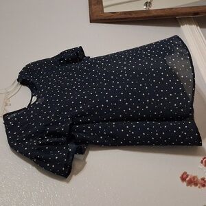 DIZZY GAL Black Polka Dot Ruffle Sleeve Top